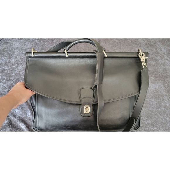 Coach Beekman 5266 Messenger Bag Briefcase Black Leather Vintage 90s - Picture 1 of 16